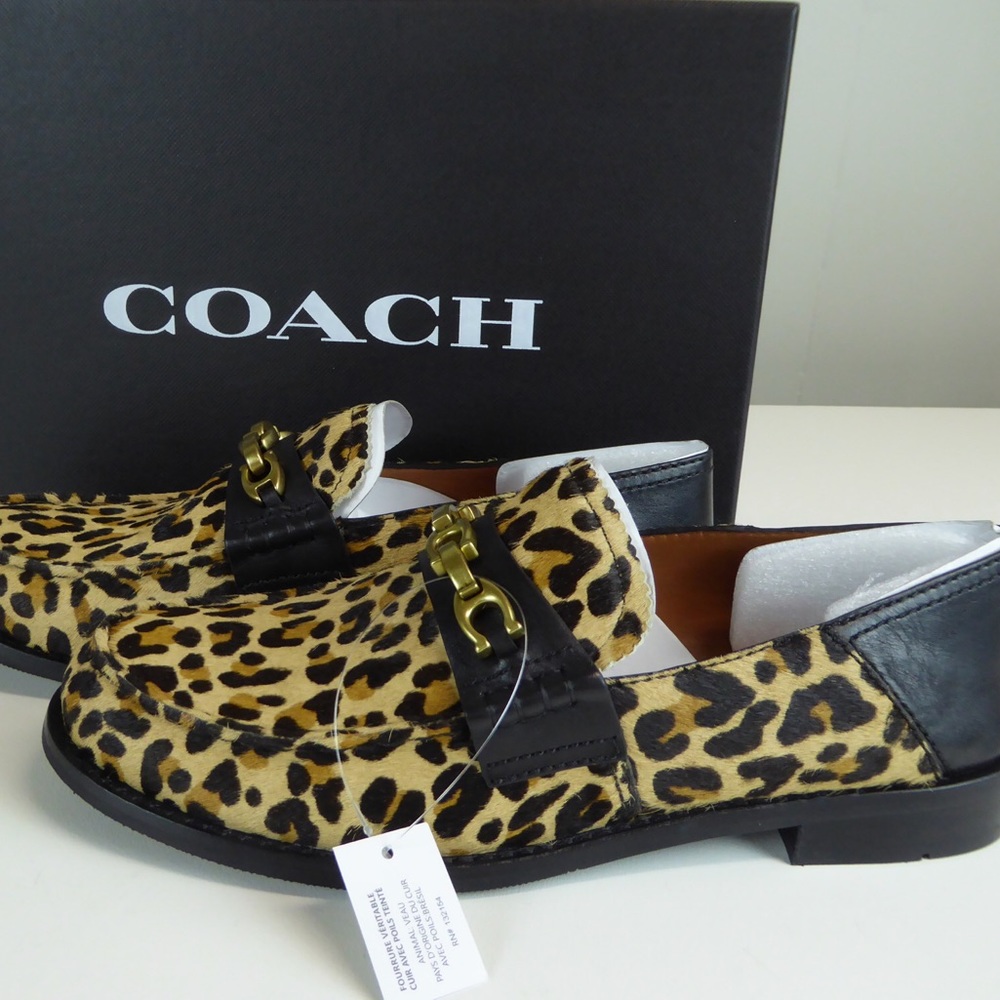 Coach Leopard Print Calf Leather Putnam Loafer NIB